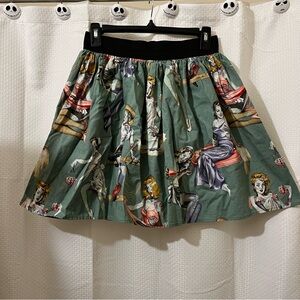 Hemet Mini Skirt Zombie Pinup Retro Girl Goth Cowboy Maid Pleated Teal Medium